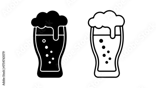 Beer glasses with foam with transparent background