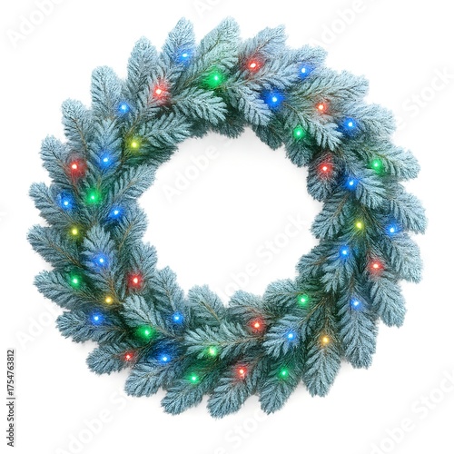 Wallpaper Mural Frosted Christmas Wreath with Colorful Lights Torontodigital.ca
