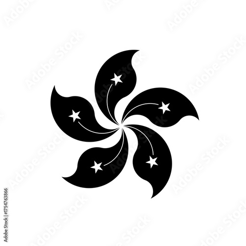 Hong Kong Bauhinia black emblem. Hong Kong flag element