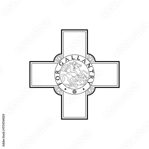 Maltese black Cross emblem. Malta flag element