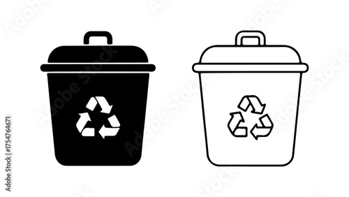 Recycling bins icon set with transparent background