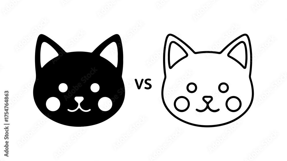 Fototapeta premium Cat faces comparison with transparent background