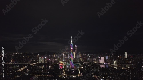 Wallpaper Mural Aerial photography of the Guangzhou urban skyline at night, China Torontodigital.ca