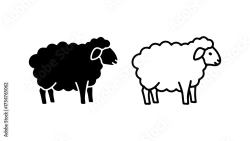 Black and white sheep with transparent background