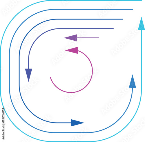 thin colored arrows in lgbt style, arrows in a circle pointing upwards, сенсорная кнопка в виде стрелок