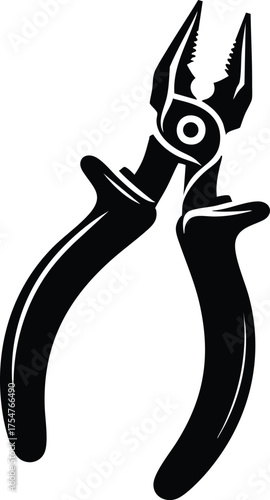 Electric plier tool silhouette vector illustration isolated on a white background