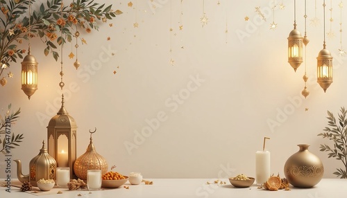 Ramadan kareem style editable template background minimalist and islamic style eid mubarak iftar party.