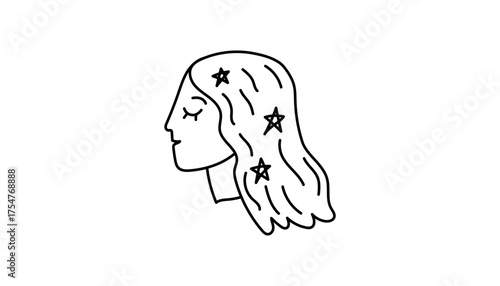 Witchcraft and witch magic with occult mystic power. Esoteric astrology and tarot connect with moon. Celestial spiritual symbol with portrait woman.