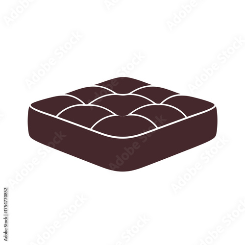 Dark brown tufted mattress icon with white outline isolated on white background sleep comfort