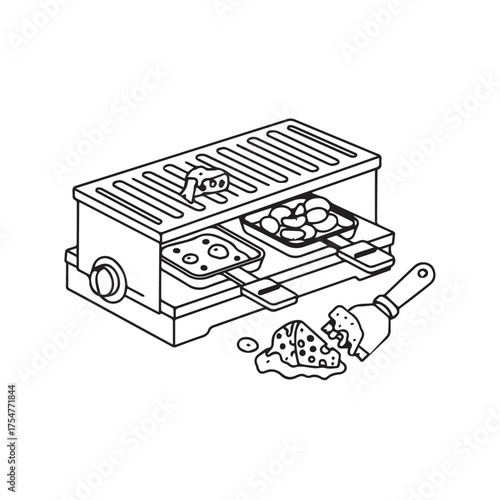 "tabletop raclette machine with heating elements"