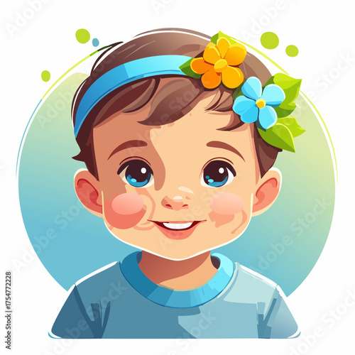 Kind mit Blumenkranz im Haar