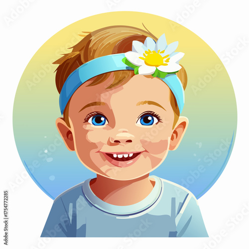 Kind mit Blumenkranz im Haar