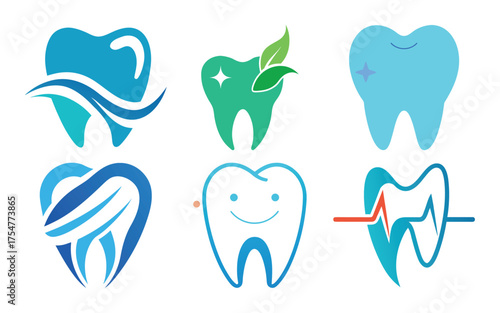 dental logo.  dental logo sets. set of dental logo. Collection of six diverse dental logos and icons representing oral hygiene and dental care services