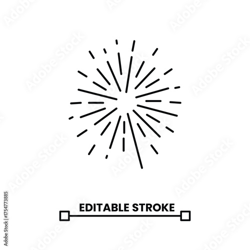 firework burst vector line icon. vector illustration editable stroke