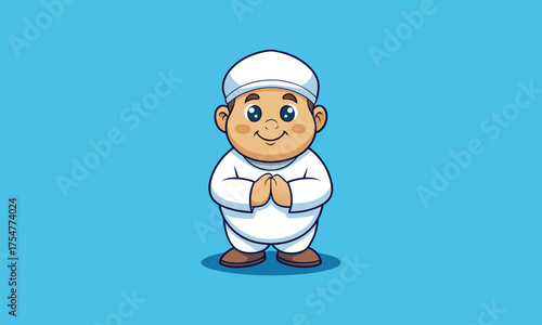 Muslim Boy Praying Illustration