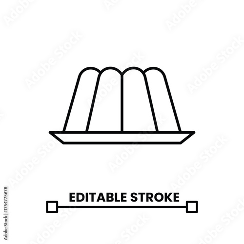 gelatin dessert on plate line icon, editable stroke. jelly line icon 