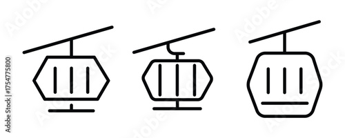 gondola outline icons in vector. cable car line icon set. editable stroke vector illustration