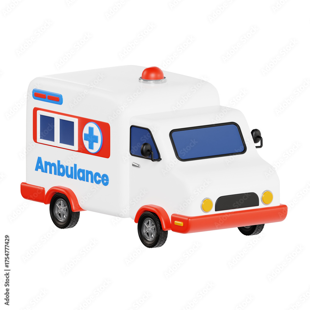 Naklejka premium White Ambulance Vehicle With Red Accents And Blue Medical Cross Symbol On Transparent Background