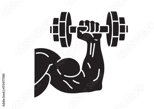 Muscle hand with weights icon, Muscle hand with weights solid vector