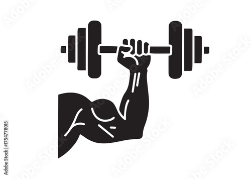 Muscle hand with weights icon, Muscle hand with weights solid vector