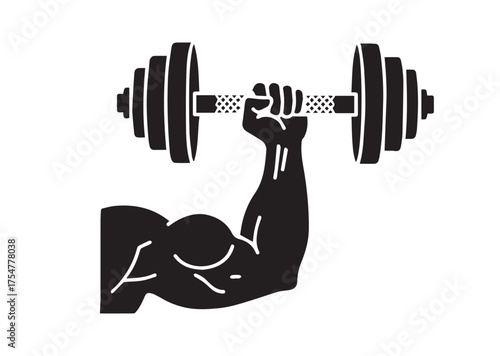 Muscle hand with weights icon, Muscle hand with weights solid vector