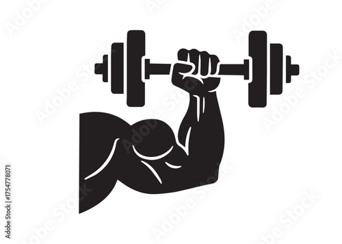 Muscle hand with weights icon, Muscle hand with weights solid vector