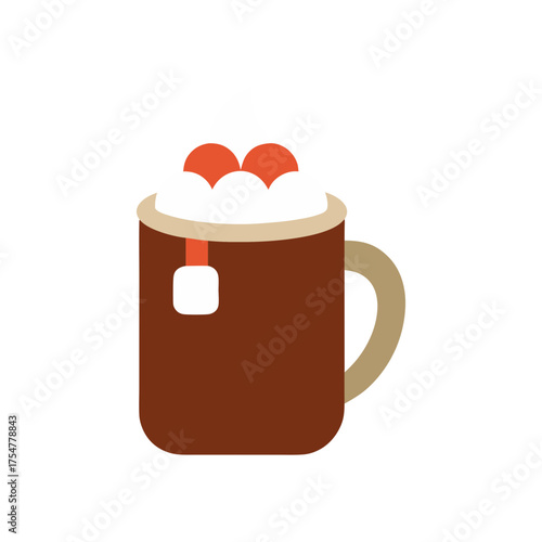 hot cocoa cup with marshmallows christmas icon