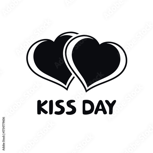 Kiss Day black color design, solid white background (17).eps
