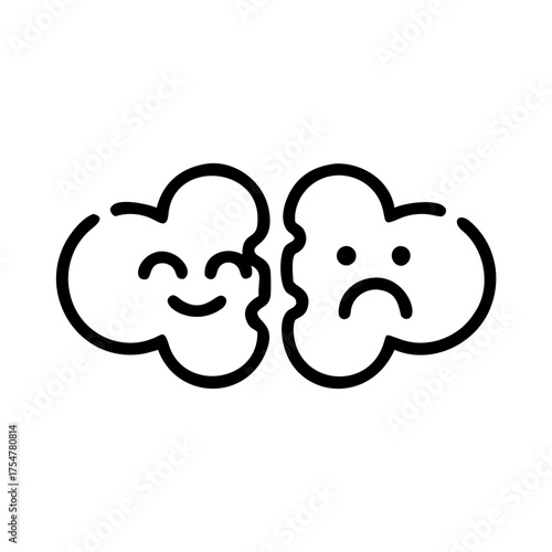 Minimal icon depicting cloud splitting into two forms