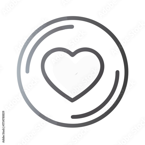 Minimal heart symbol enclosed in a circular design
