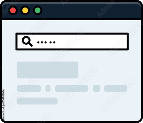Web browser window with search bar and results
