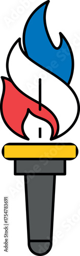 Olympic Torch with Red White and Blue Flame