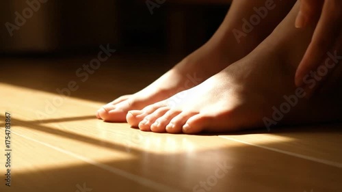 Wallpaper Mural Foot with sunlight on wooden floor Torontodigital.ca