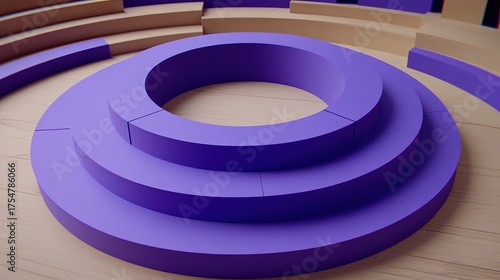 3D render of abstract background with blue paper curves, close - up, low - angle view, minimal concept
