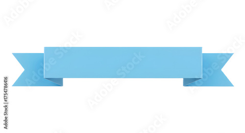 Ribbon banner, curve badge, label, title box, clip art, png isolated on transparent background. Light blue banner with pointed ends, isolated on a white background.