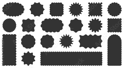 Set round and oval, rectangular and square, arch shapes with curvy edges. Cute geometric forms with scalloped borders.
