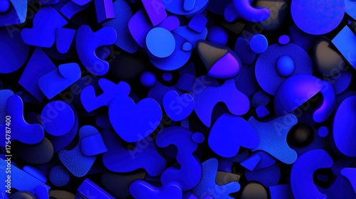 3D render of abstract background with blue paper curves, close - up, low - angle view, minimal concept
