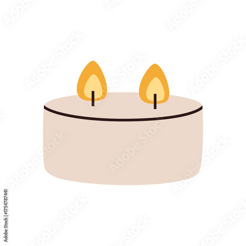 Minimalist two wick scented candle illustration. For spa, aromatherapy, relaxation, and home decor.