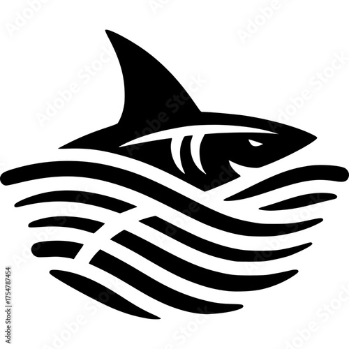 Menacing Shark Icon: A formidable shark emblem, cutting through stylized waves, evokes a sense of primal power and maritime dominion.