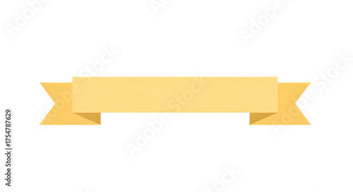 Ribbon banner, curve badge, label, title box, clip art, png isolated on transparent background. A simple, flat, yellow banner with a blank space for text.