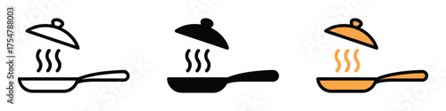Frying, steaming pan icon vector. healthy meals, chef recipes, and delicious food symbol. vector illustration.