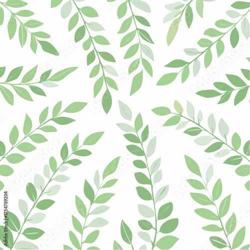 Seamless botanical pattern featuring elegant green leaves and branches, perfect for textile design and various applications