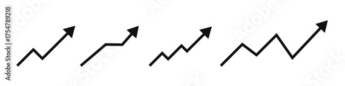 Growing business arrow icon PNG. Profit arrow symbol. Business concept, growing chart. Arrow moving up growing Trend. Editable line width