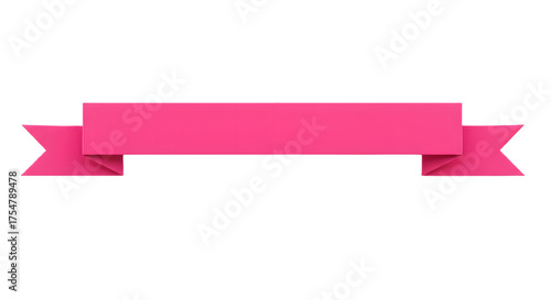 A pink ribbon banner graphic element, isolated on white, for text or design overlay.