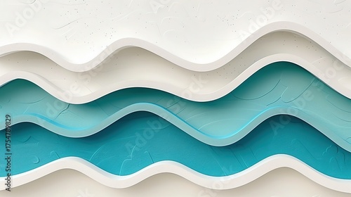 3D render of abstract background with blue paper curves, close - up, low - angle view, minimal concept
