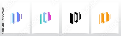 Vertical Lines Stripes Rises Parallel Initial Letter Logo Design D