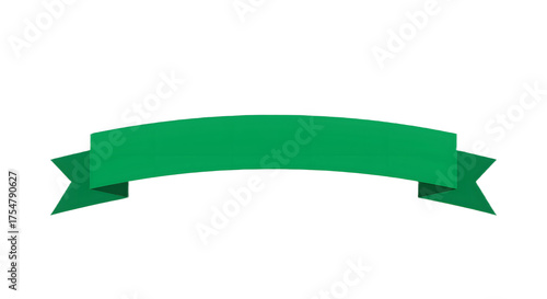 Ribbon banner, curve badge, label, title box, clip art, png isolated on transparent backgrA green ribbon banner with pointed ends, isolated on a white background, suitable for adding text or messages.