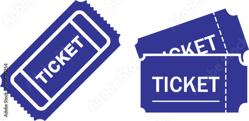 Simple flat ticket icon, minimal vector design, isolated on white background