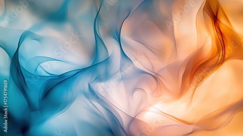 Abstract blue and brown background with wavy lines, fluid shapes and dynamic gradient, elegant design element
