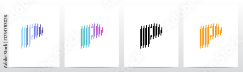 Vertical Lines Stripes Rises Parallel Initial Letter Logo Design P